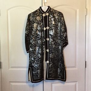Vintage Elegant Black and Silver Women's Coat
